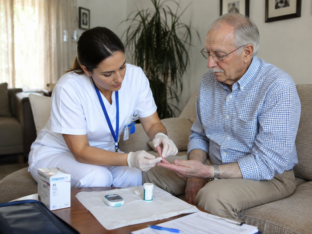 Cómo una enfermera a domicilio hace el seguimiento de la anticoagulación (INR) en casa