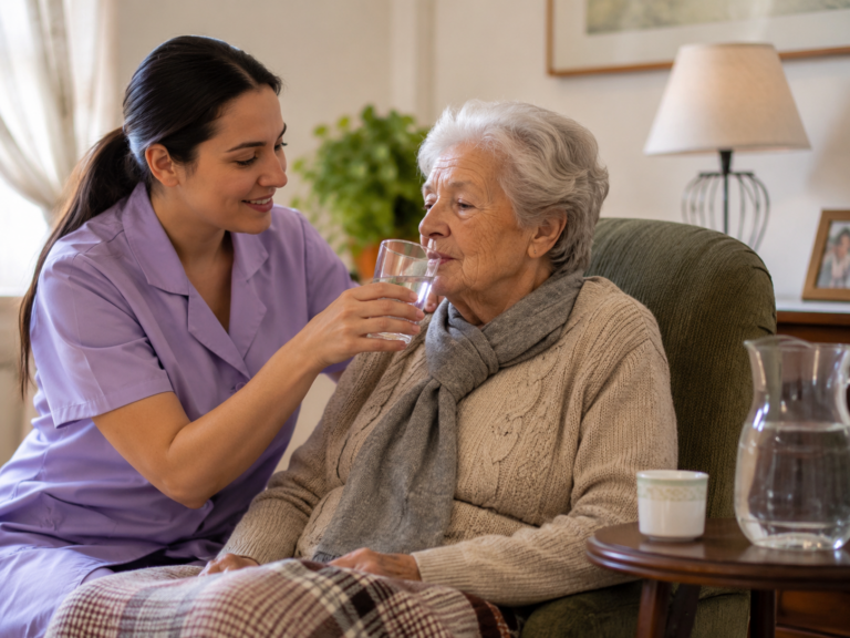 Cómo la cuidadora de adulto mayor puede apoyar la hidratación en invierno, cuando la sed disminuye con la edad